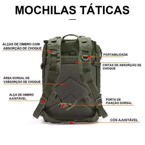 MODUS Mochila Tática Militar Camping Reforçada 50 Litros Impermeável