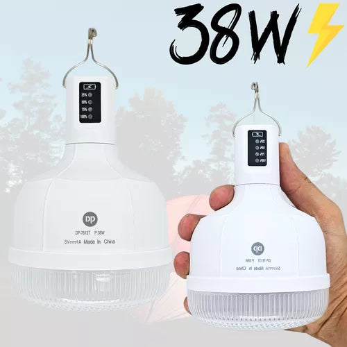 Lâmpada Camping Lampião Led Potente Solar Usb Barraca Pesca