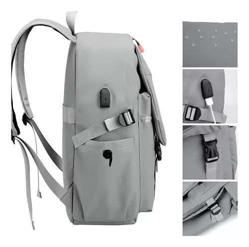 Mochila Escolar Faculdade Notebook Moderna Saída Cabo Usb