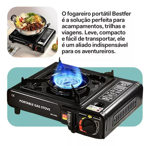 Bestfer fogareiro portátil camping ascendimento automático com Maleta