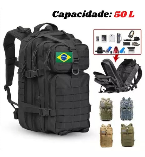 MODUS Mochila Tática Militar Camping Reforçada 50 Litros Impermeável